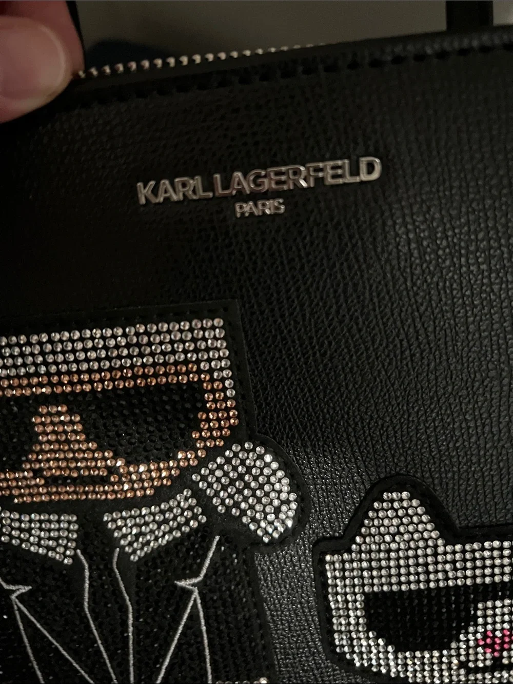 Karl Lagerfeld bling crystals crossbody satchel purse bag - Picture 10 of 10